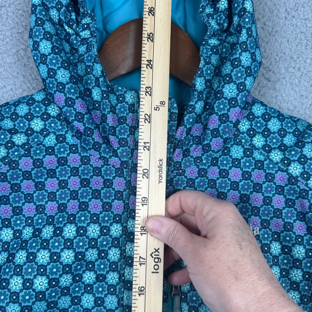 Columbia Omni-Heat Outgrown Sleeves‎ Winter Jacket Kids Medium Teal Floral Coat
